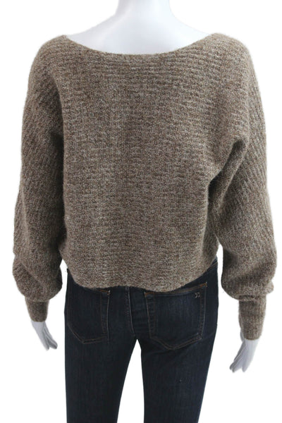 Babaton Unisex Brown V Neck Alpaca Wool Pullover Long Sleeve Size 2XS