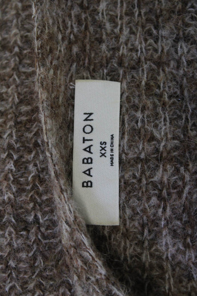 Babaton Unisex Brown V Neck Alpaca Wool Pullover Long Sleeve Size 2XS