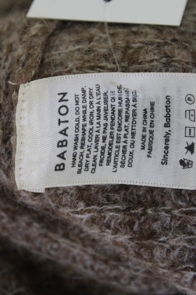 Babaton Unisex Brown V Neck Alpaca Wool Pullover Long Sleeve Size 2XS
