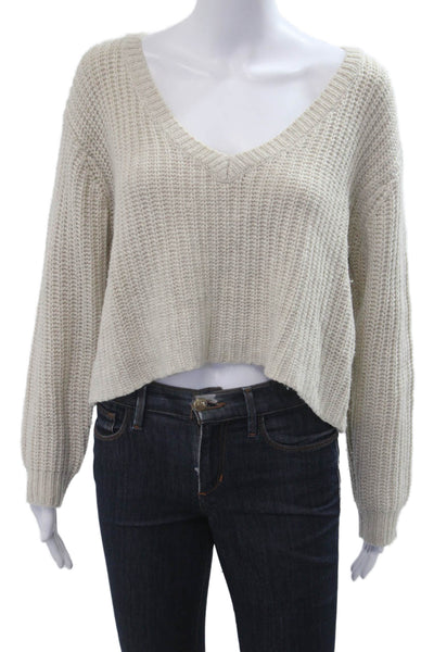 TNA Unisex Beige V Neck Pullover Sweater Long Sleeve Classic Size XS