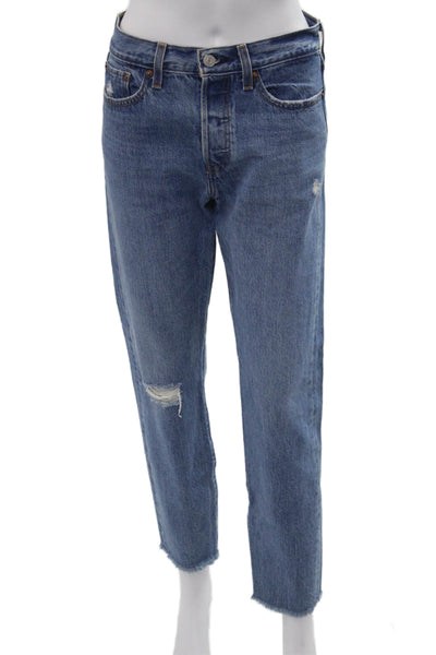 Levis Womens Ankle Cropped High Rise Blue Jeans 100% Cotton Size 27
