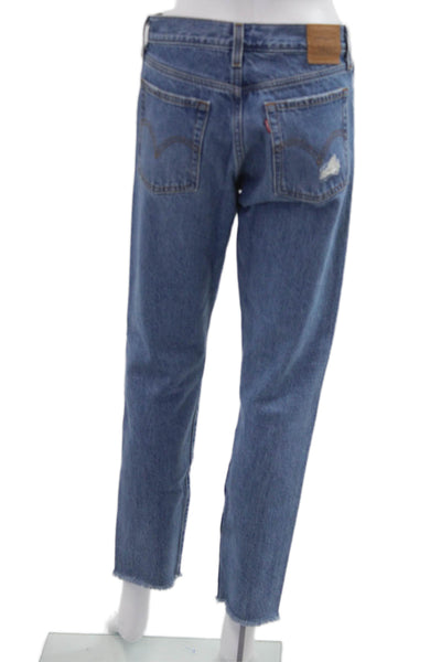 Levis Womens Ankle Cropped High Rise Blue Jeans 100% Cotton Size 27