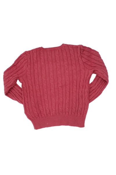 Polo Ralph Lauren Childrens Girls Cable Knit Sweater Coral Pink Cotton Size 8