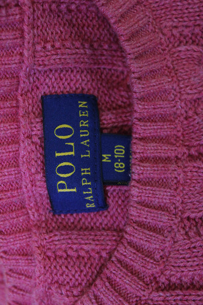 Polo Ralph Lauren Childrens Girls Cable Knit Sweater Coral Pink Cotton Size 8