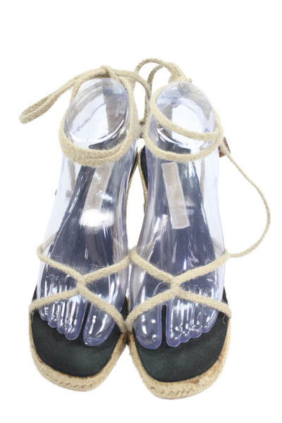 Michael Kors Womens Lace-Up Slip-On Wedge Heeled Sandals Beige Size 9