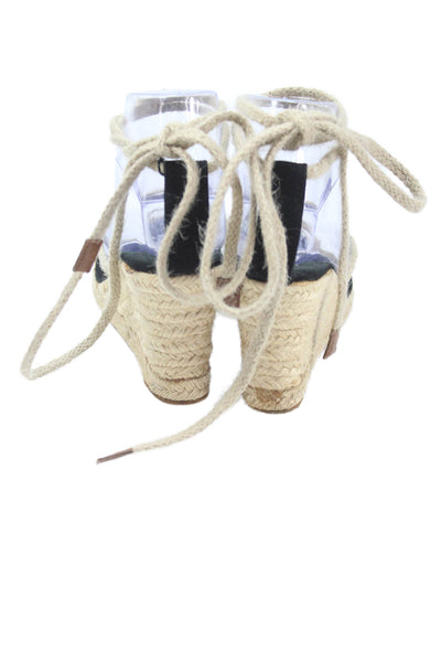 Michael Kors Womens Lace-Up Slip-On Wedge Heeled Sandals Beige Size 9