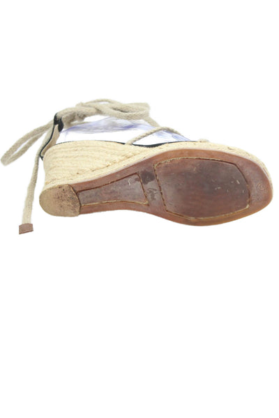 Michael Kors Womens Lace-Up Slip-On Wedge Heeled Sandals Beige Size 9