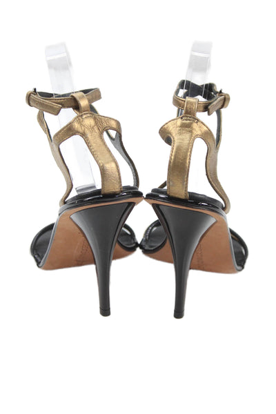 Rebecca Minkoff Womens Leather Ankle Strap Heeled Sandals Gold Size 7.5