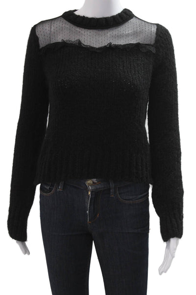 Zara Unisex Black Pullover Sweater Crew Neck Long Sleeve Size S