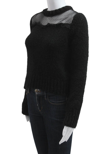 Zara Unisex Black Pullover Sweater Crew Neck Long Sleeve Size S