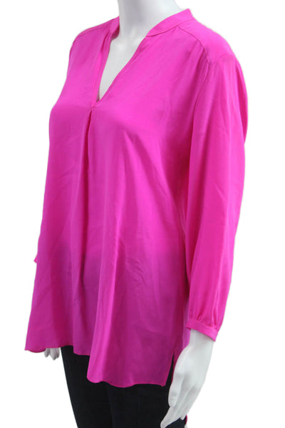 Amanda Uprichard Womens Silk V-Neck Tunic Pink 3/4 Sleeve Solid Size PP