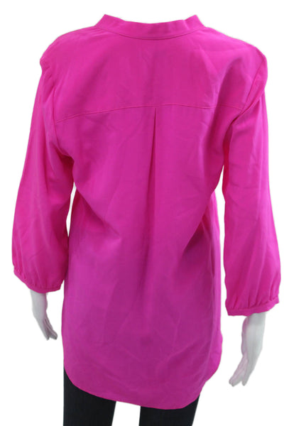 Amanda Uprichard Womens Silk V-Neck Tunic Pink 3/4 Sleeve Solid Size PP