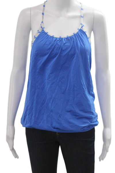 Lululemon Womens Blue Nylon Camisole Sleeveless Striped Round Neck Size 6