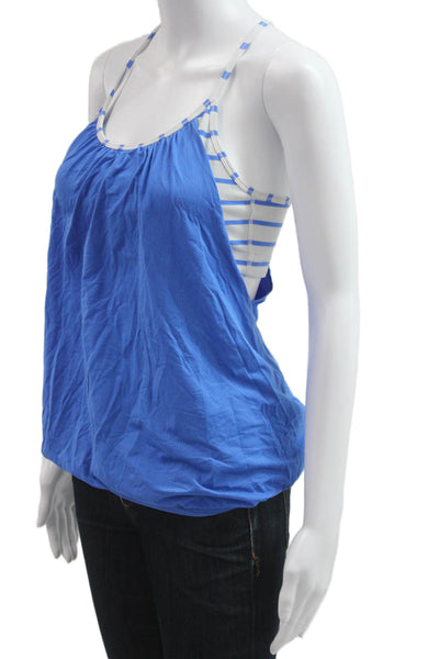 Lululemon Womens Blue Nylon Camisole Sleeveless Striped Round Neck Size 6