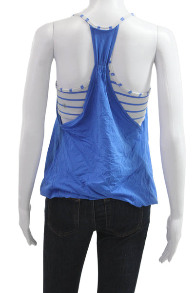 Lululemon Womens Blue Nylon Camisole Sleeveless Striped Round Neck Size 6