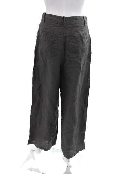 Zara Womens Cropped Pants Dark Gray Button Solid Bohemian Size S