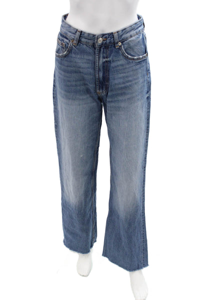 Zara Unisex Flared Wide Leg Jeans High Rise Blue Size 6