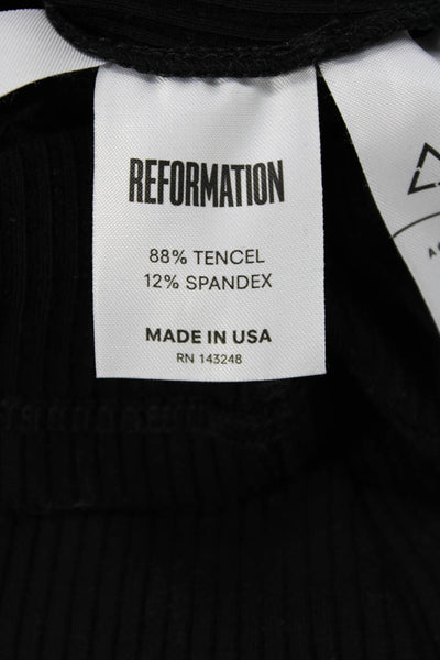 Reformation Women Cropped Black Cotton Modal Tee Short Sleeve Crew Neck Size M