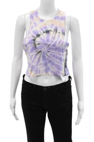 All Access Womens Cropped Tank Purple Cotton Spandex Sleeveless Crew Size S