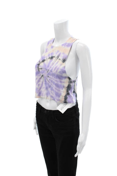 All Access Womens Cropped Tank Purple Cotton Spandex Sleeveless Crew Size S