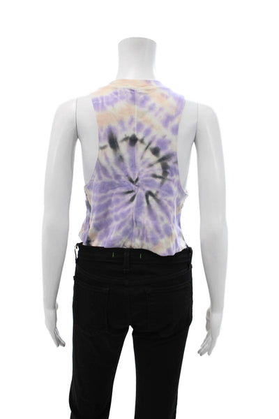 All Access Womens Cropped Tank Purple Cotton Spandex Sleeveless Crew Size S
