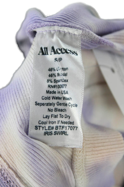 All Access Womens Cropped Tank Purple Cotton Spandex Sleeveless Crew Size S