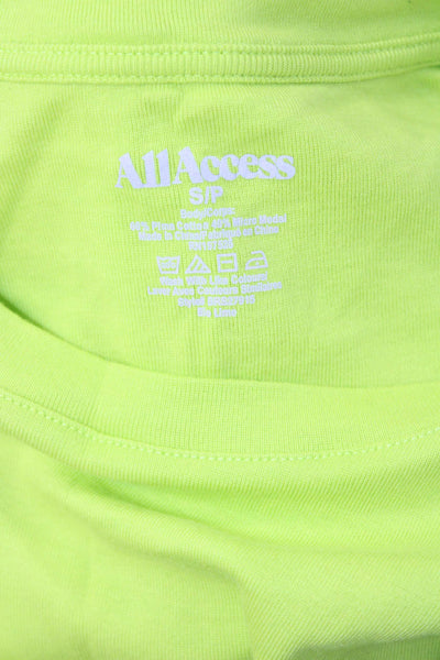 All Access Womens Cropped Yellow Crew Neck Short Sleeve T-Shirt Size S