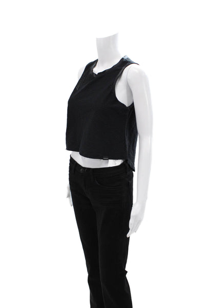 Koral Women Cropped Tank Black Sleeveless Size M