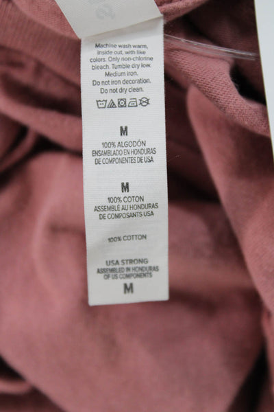 Bella + Canvas Women Cropped Jersey Tee Pink Cotton Crewneck Long Sleeve Size M