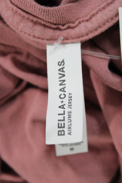 Bella + Canvas Women Cropped Jersey Tee Pink Cotton Crewneck Long Sleeve Size M