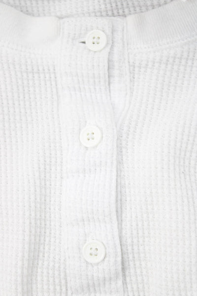 TNA Womens Cropped Basic Button-Up White Long Sleeve Crew Neck Size XS