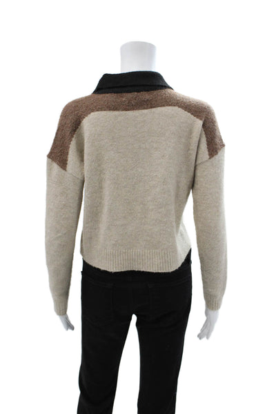 Central Park West Unisex Cardigan Collared Button Beige Long Sleeve Size XS