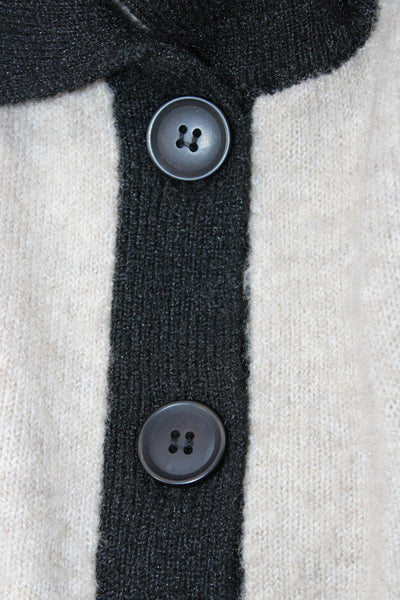 Central Park West Unisex Cardigan Collared Button Beige Long Sleeve Size XS