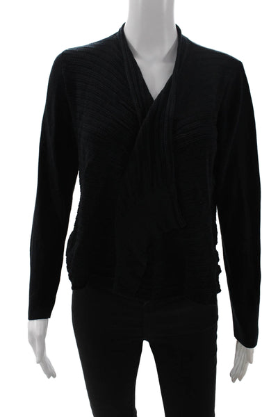 Eileen Fisher Unisex Black Silk Viscose Long Sleeve Sweaters Size M