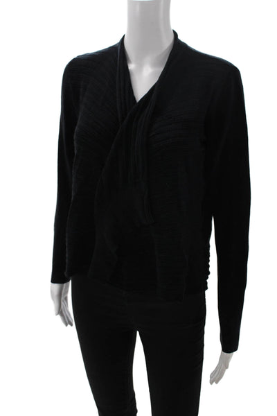 Eileen Fisher Unisex Black Silk Viscose Long Sleeve Sweaters Size M
