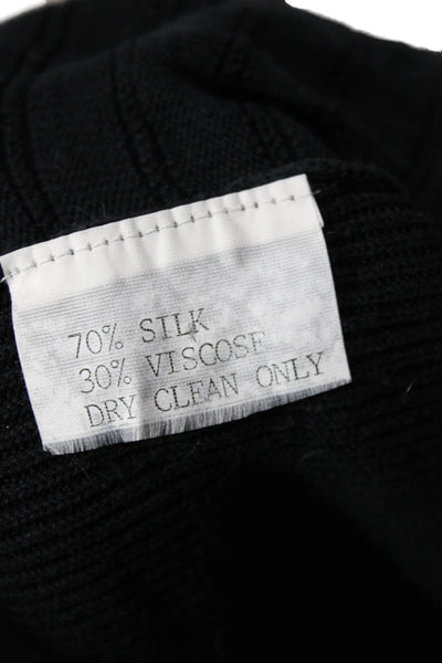 Eileen Fisher Unisex Black Silk Viscose Long Sleeve Sweaters Size M