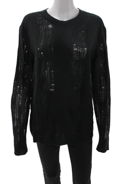 Adidas Unisex Grunge Pullover Sweater Black Crew Neck Long Sleeve Size M
