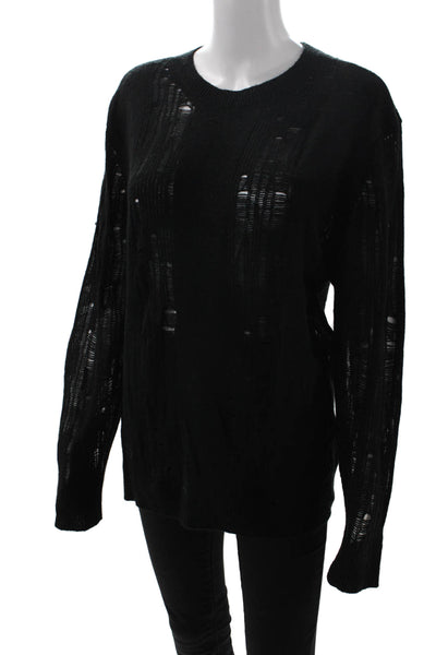 Adidas Unisex Grunge Pullover Sweater Black Crew Neck Long Sleeve Size M
