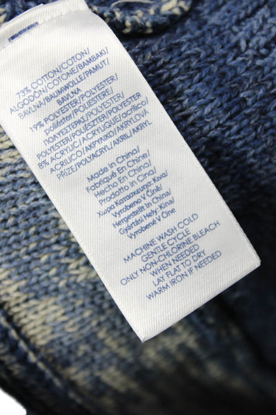 Chaps Unisex Blue Striped Mock Neck Long Sleeve Cardigan Size S
