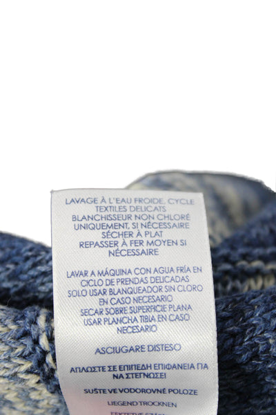 Chaps Unisex Blue Striped Mock Neck Long Sleeve Cardigan Size S