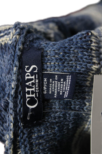 Chaps Unisex Blue Striped Mock Neck Long Sleeve Cardigan Size S