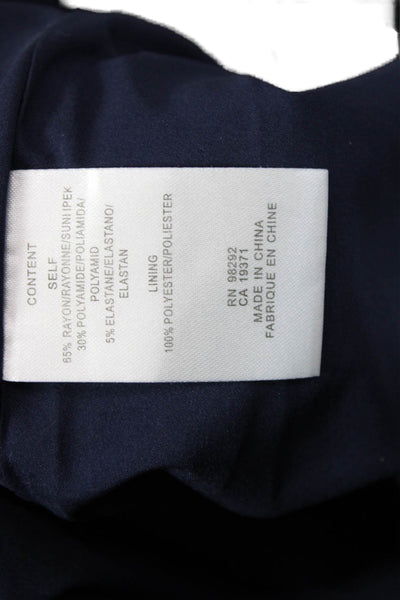 Tibi Womens Shift Mini Dress Dark Blue Mock Neck Long Sleeve Tie Waist Size 2