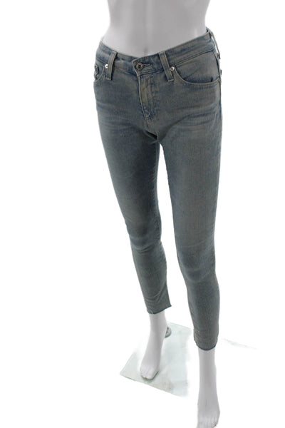 AG Women Ankle Skinny Gray Jeans Petite Size 24