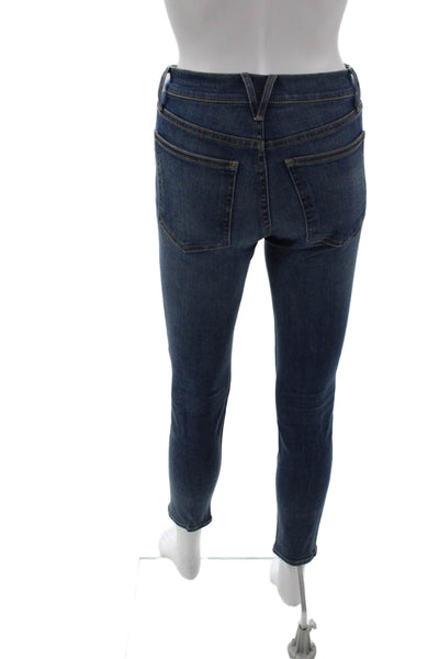 Veronica Beard Womens Skinny Ankle Jeans Dark Blue Mid Rise Button Size 24