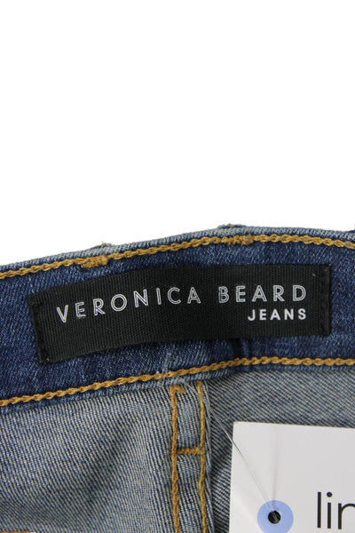 Veronica Beard Womens Skinny Ankle Jeans Dark Blue Mid Rise Button Size 24