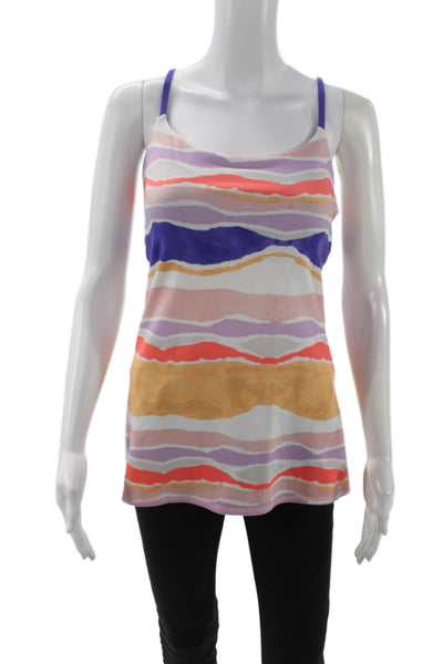 Lululemon Women Striped Blue Camisole Nylon Blend Sleeveless Size 6