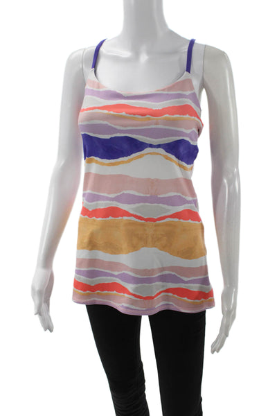 Lululemon Women Striped Blue Camisole Nylon Blend Sleeveless Size 6