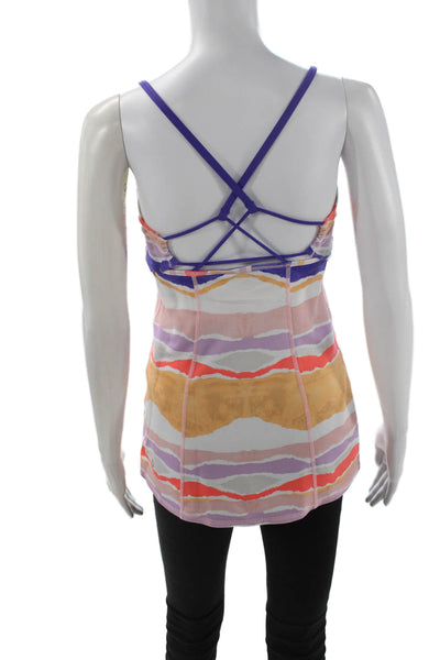 Lululemon Women Striped Blue Camisole Nylon Blend Sleeveless Size 6