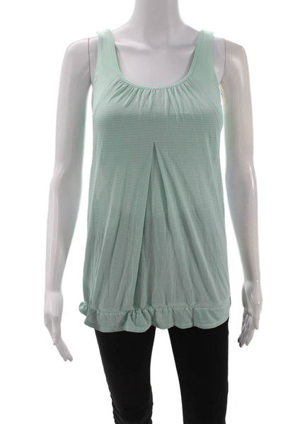 Lululemon Womens Light Blue Striped Sleeveless Tunic Tank Round Neck Size 6