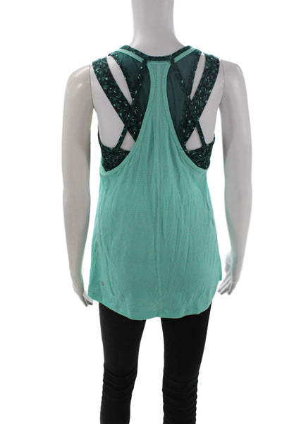 Lululemon Women Green Floral Round Neck Camisole Nylon Blend Sleeveless Size 6